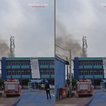 Kepulan Asap Tebal Muncul dari Gedung LP3I Banten Pagi Ini