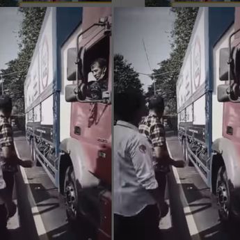 Pemotor Terlindas Truk Sampai Terjepit di Pasuruan