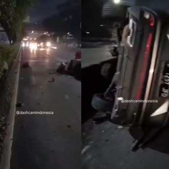 VIDEO: Pengemudi Diduga Mabuk, Mobil Hantam Separator Busway