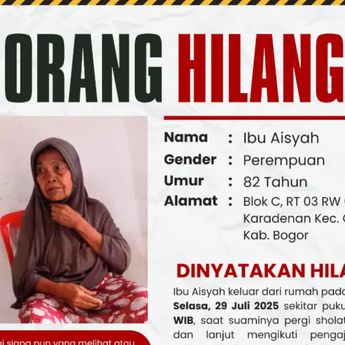 Wanita 82 Tahun Asal Bogor Dinyatakan Hilang