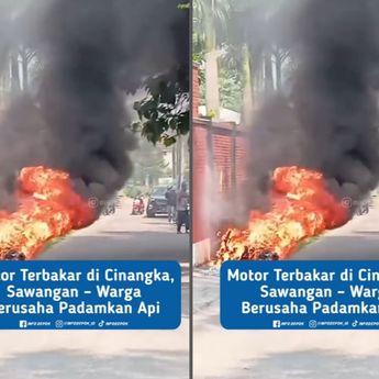 VIDEO; Ngerinya Motor Tiba-tiba Terbakar di Sawangan Depok Siang Ini