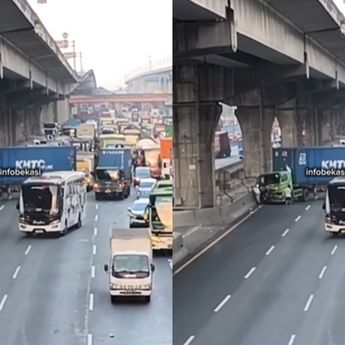 Truk Peti Kemas Kecelakaan di Tol Japek KM 24, Macet Parah Arah Jakarta