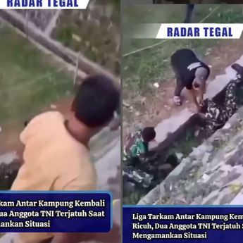 VIDEO: Duh! 2 Tentara TNI Jatuh Tersungkur, Saat Amankan Sepakbola Tarkam