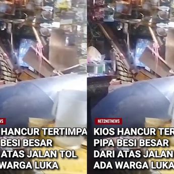 Pipa Besar Hantam Kios Pasar Sampai Porak Poranda