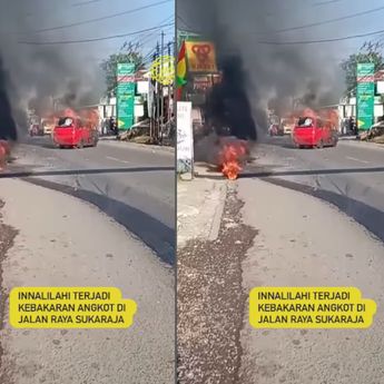 VIDEO: Ngerinya Angkot Terbakar di Sukabumi Pagi Ini