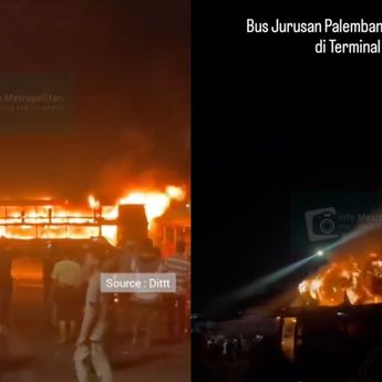 Bus Antar Kota Jurusan Palembang Terbakar di Terminal Induk Bekasi, Diduga Akibat Mesin Panas