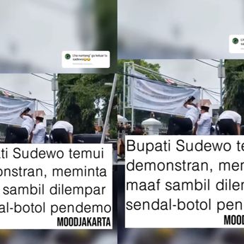 VIDEO: Saat Sendal dan Botol Nyaris Kenai Badan Bupati Pati