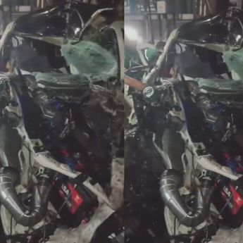 Fortuner Ringsek Hantam Kontainer di Serpong
