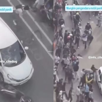 Video Detik-detik Mobil Brio Putih Jadi Sasaran Amukan Massa Pendemo di Pejompongan