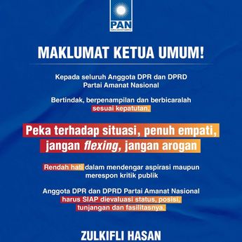 Zulhas Terbitkan Maklumat, Ingatkan Kader PAN Tak Flexing dan Arogan
