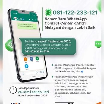 Mulai 1 September 2025, KAI Gunakan Nomor Baru untuk Layanan WhatsApp KAI121