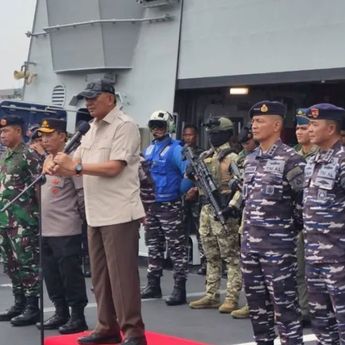 Menhan Sambut KRI Brawijaya-320, Kapal Perang Baru TNI AL Buatan Italia