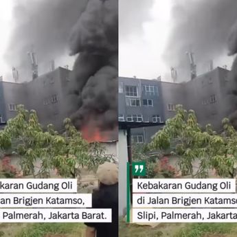 Gudang Oli Terbakar Hebat di Palmerah