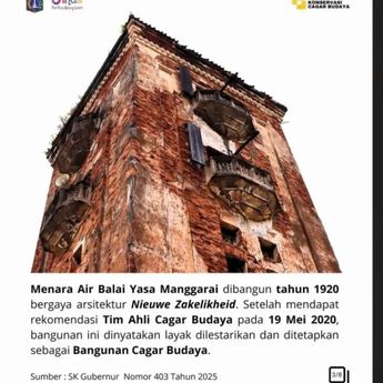 Menara Air Balai Yasa Manggarai Ditetapkan sebagai Cagar Budaya