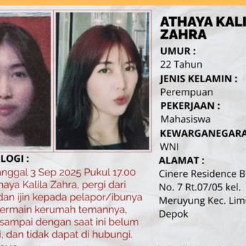 Pergi Tanpa Pamit, Wanita Bernama Athaya Kalila Zahra Dinyatakan Hilang