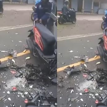 Honda Beat dan C70 Tabrakan Sampai Hancur, Pengemudi Kritis