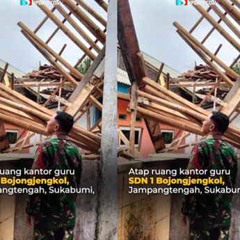 Ngeri! Atap Kantor Guru di SDN 1 Bojongjengkol Tiba-tiba Ambruk