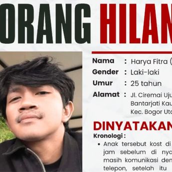 Info Orang Hilang! Pria 25 Tahun Asal Bogor Menghilang Setelah Jemput Pacar