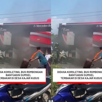 Bus Mercedes-Benz Angkut Puluhan Penumpang Terbakar Hebat di Kebumen