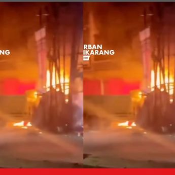 VIDEO: Truk Tabrak 4 Kios Sampai Kebakaran Hebat di Cikarang