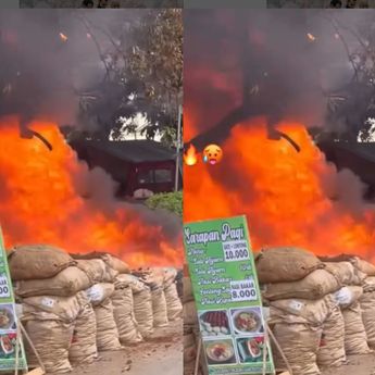 VIDEO: Motor Bawa Jerigen Bensin Terbakar di Jalan Raya Bekasi