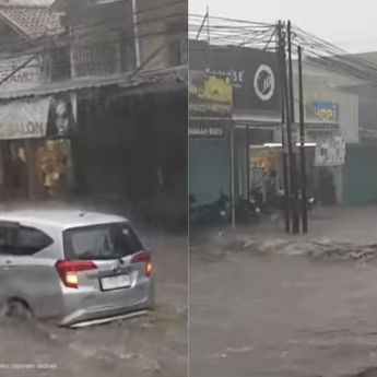 Hujan Deras Guyur Lembang, Sebabkan Banjir Parah hingga Rendam Separuh Mobil