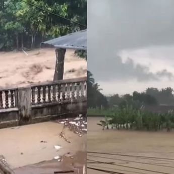 Belasan Motor Hanyut Terseret Banjir Bandang di Cisolok Sukabumi