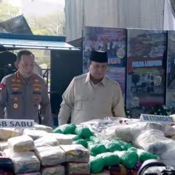 Sebelum Pemusnahan, Prabowo Cek Barang Bukti Narkoba Senilai Rp29,37 Triliun