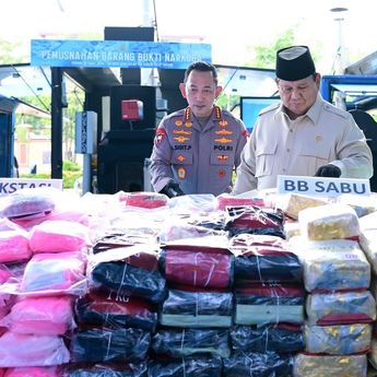Girangnya Kapolri saat Prabowo Hadiri Pemusnahan Barang Bukti Narkoba