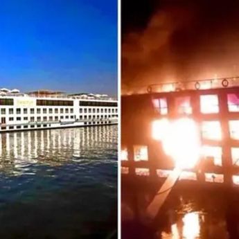 Kebakaran Hebat Lahap Kapal Pesiar di Sungai Nil, 220 Penumpang Berhasil Diselamatkan
