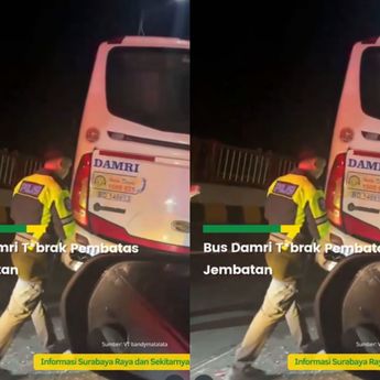 Bus Damri Hilang Kendali Tabrak Jembatan Suramadu, 2 Orang Tewas