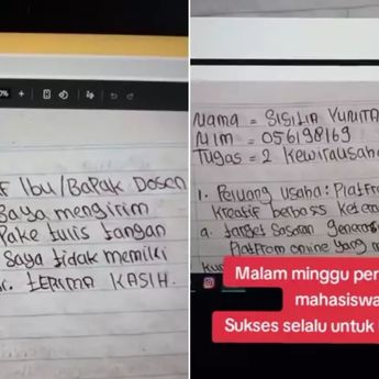 Viral Mahasiswi Universitas Terbuka Kerjakan Tugas dengan Tulis Tangan karena Tak Punya Laptop