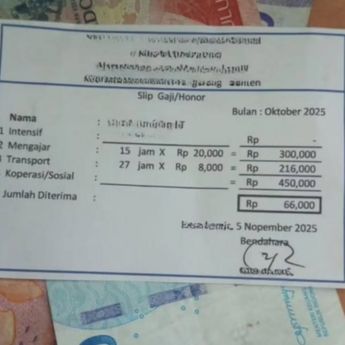 Viral Slip Gaji Guru Honorer Hanya Rp66 Ribu, Curhat Sentuh Hati: Selama Semangat Belajar, Saya Nggak Berhenti