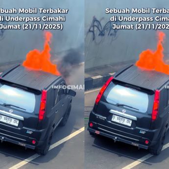 Mobil Nissan X-Trail Terbakar di Underpass Kota Cimahi