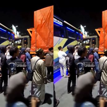 Bus Rombongan Pengajian Dihantam Truk Tronton Sampai Ringsek di Pasar Kemis