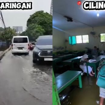 Banjir Rob Meninggi di Jakut Ganggu Aktivitas Warga, Siswa Sekolah Nyeker