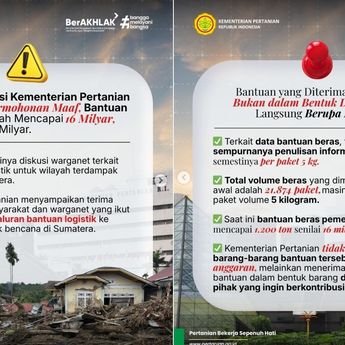 Kementan Minta Maaf, Viral Bantuan Beras Bencana Seharga Rp60 Ribu per Kg