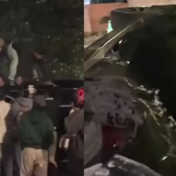 Kecelakaan Tunggal Mobil Tabrak Pembatas Jalan di Depan Lapas Cipinang