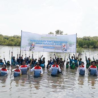Perkuat Ketahanan Pesisir dan Edukasi Lingkungan Lintas Generasi, PTK Gelar Penanaman Bibit Mangrove di Tanjung Pasir Tangerang