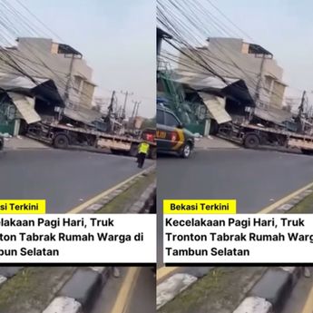 Ngeri! Truk Tronton Hantam Rumah Warga di Tambun Sampai Hancur