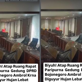 Dibangun Habiskan Rp77,8 M, Atap Gedung DPRD Bojonegoro Ambruk