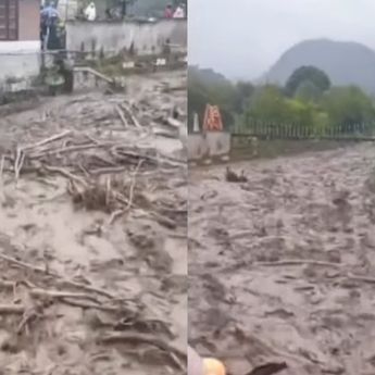 Sungai Wih Gile Meluap di Bener Meriah Aceh, Arus Deras Hanyutkan Gelondongan Kayu