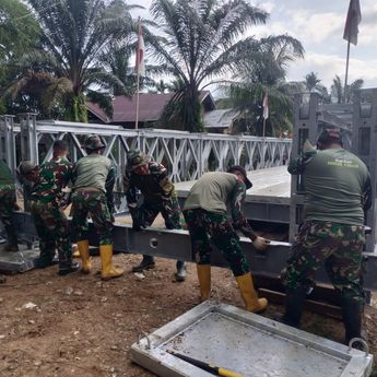 Progres Lima Jembatan Bailey di Aceh Tembus 50 Persen