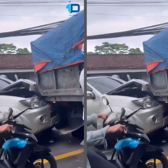 Mobil Ringsek Dihantam 'Bokong' Truk, Bikin Sawangan Macet Parah
