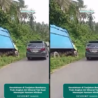 VIDEO: Truk Pengangkut Galon Nyungsep Hantam Minibus Sampai Hancur