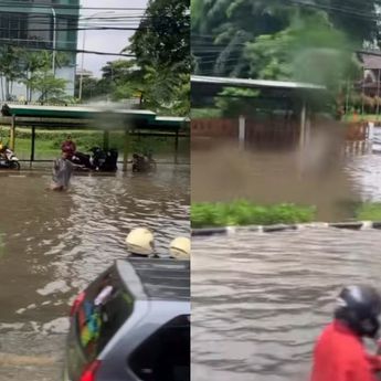 Banjir Lumpuhkan Jalur Lambat Jalan Letjen Soeprapto Cempaka Putih