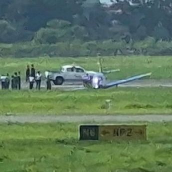 Pesawat Latih TNI AL G36 Bonanza Kecelakaan di Runway 28 Bandara Juanda Surabaya