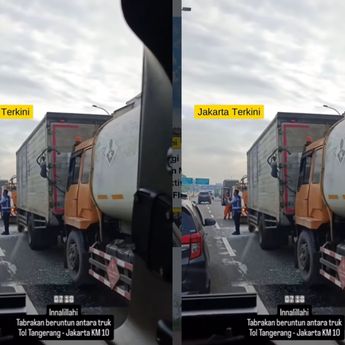 VIDEO: Kecelakaan Beruntun Truk, Bikin Macet Panjang di Tol Jakarta&ndash;Tangerang
