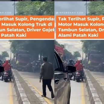 VIDEO: Ngeri! Pemotor Luka Berat Usai Terjepit Truk di Tambun