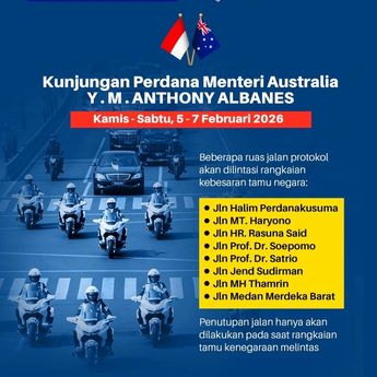 Kunjungan PM Australia ke Indonesia, Lalu Lintas di 8 Ruas Jalan Jakarta Ini Dialihkan Sementara